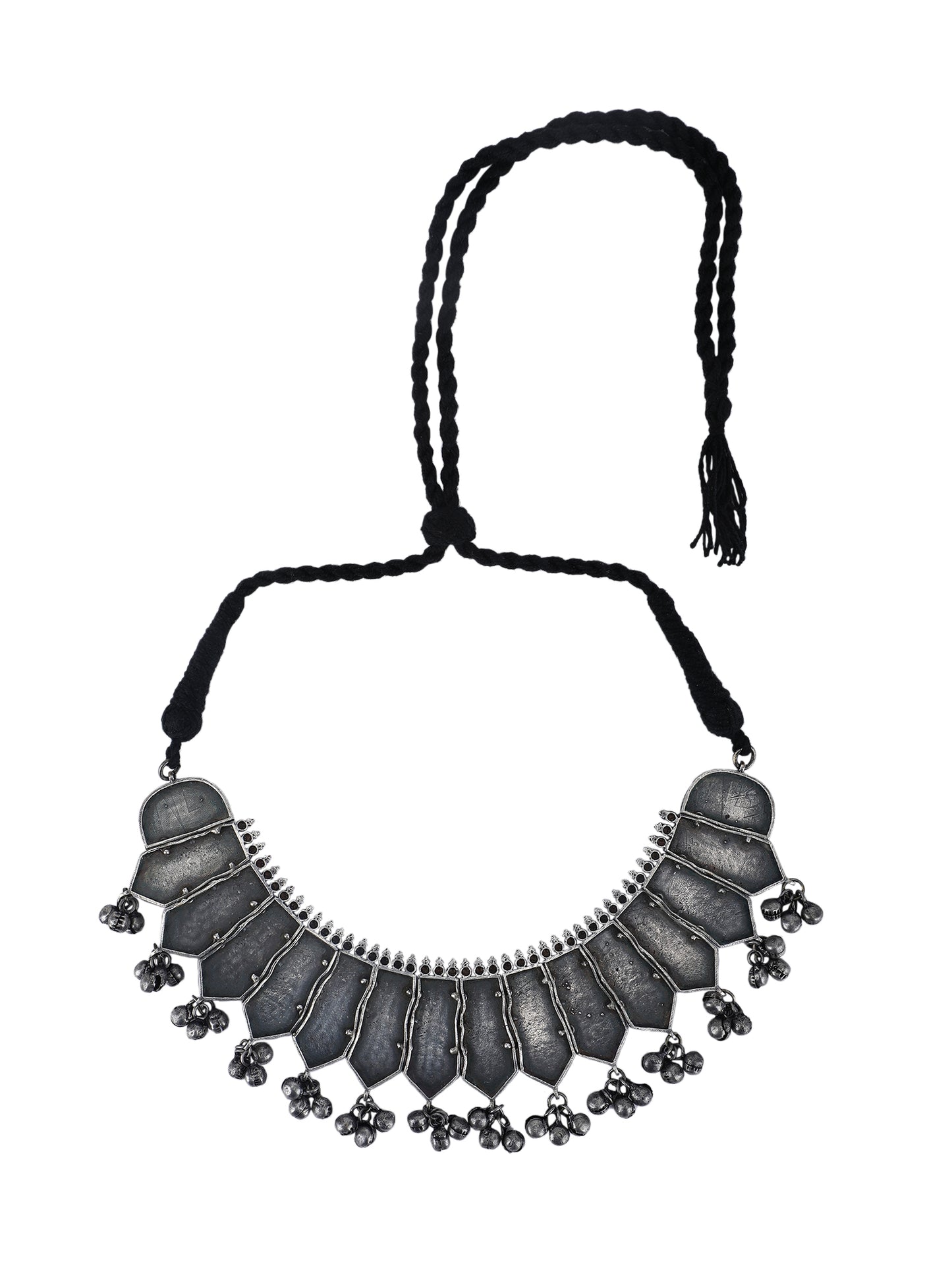 Oxidized Grey Tribal Necklace Set