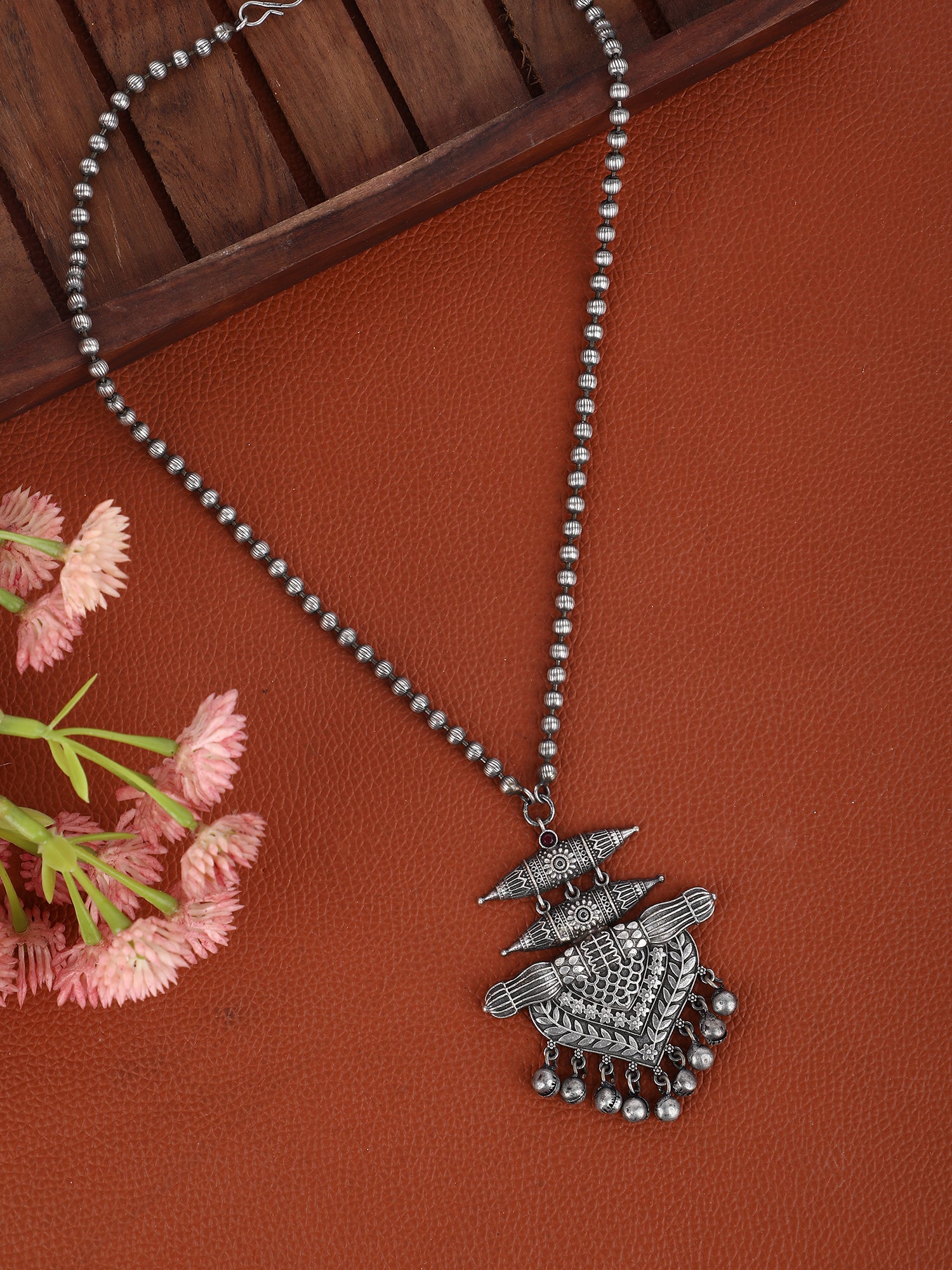 Oxidised Tribal Pendant Necklace for Women