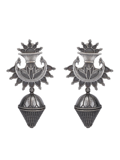 Antique Oxidized Peacock Drop Earrings