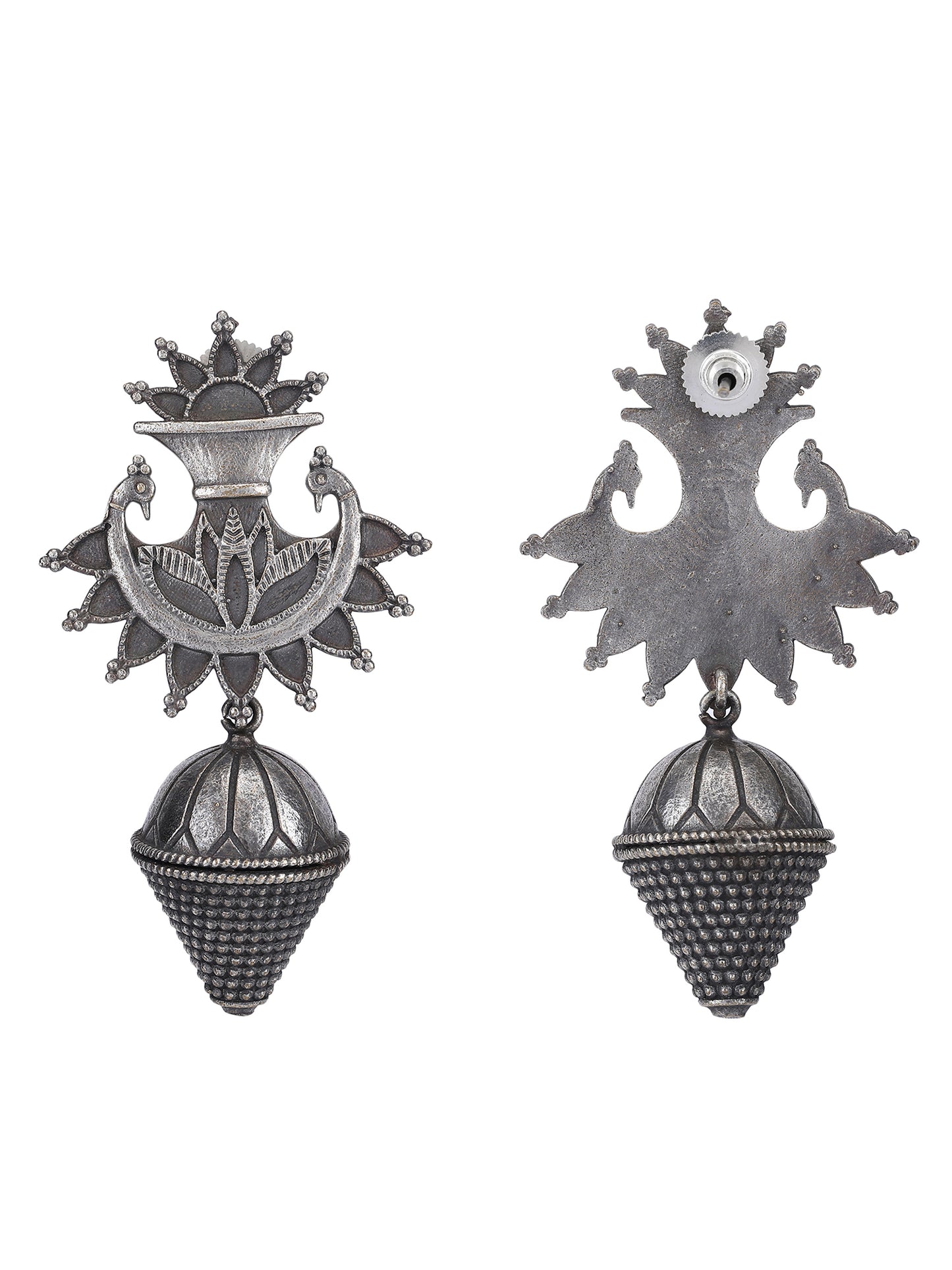 Antique Oxidized Peacock Drop Earrings