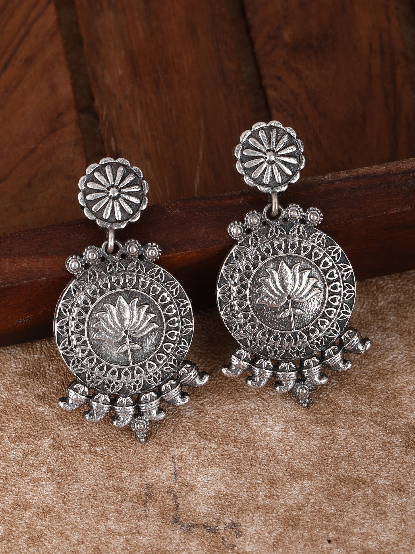 Oxidised Grey Earring Set for Women and Girl