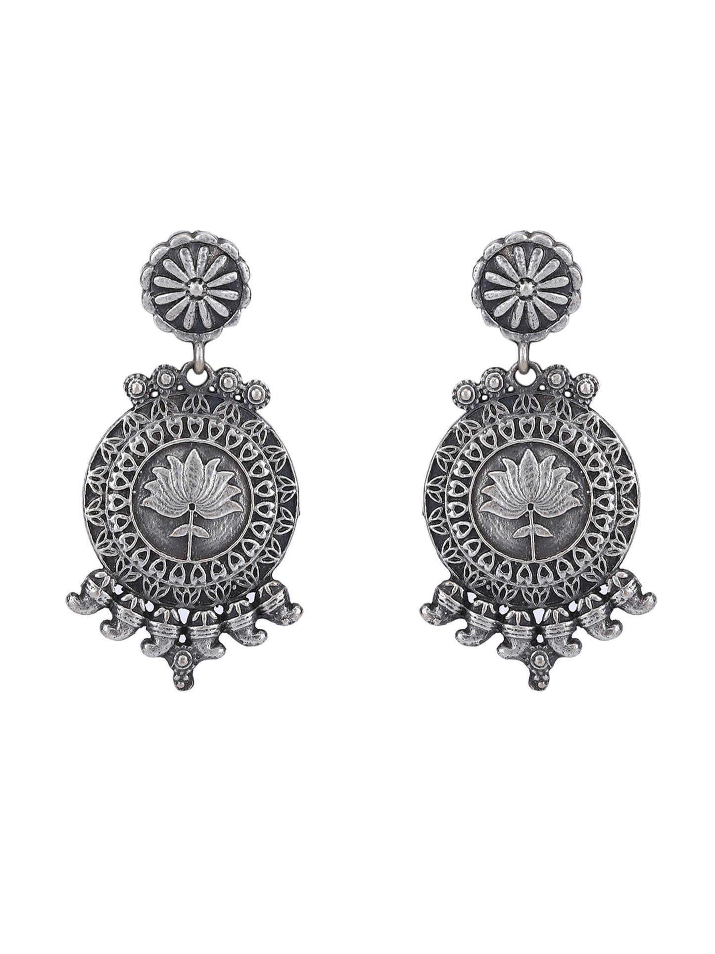 Oxidised Grey Earring Set for Women and Girl